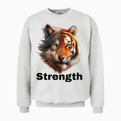 Tiger/wolf Strength Wildlife Gift Unisex Sweatshirt in White