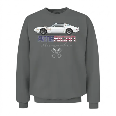 American Muscle Cameo White W Orange Graphics Unisex Sweatshirt - Graphite Heather
