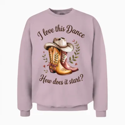 Line Dance T-Shirt with German Text "ich Liebe Diesen Tanz Wie Fanger An?" Unisex Sweatshirt - Light Pink