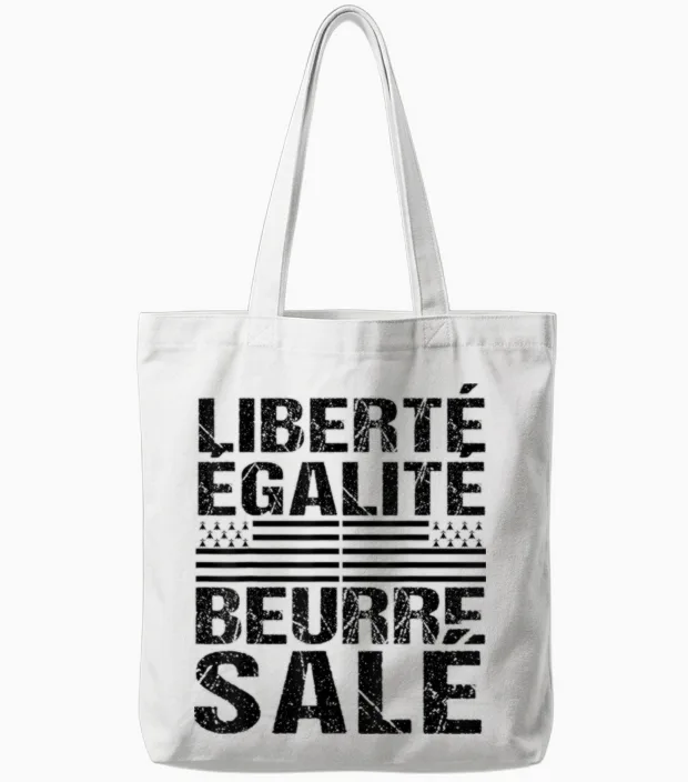 Freedom Equality Salted Butter Humour Breton Gift Brittany Tote Bags in White