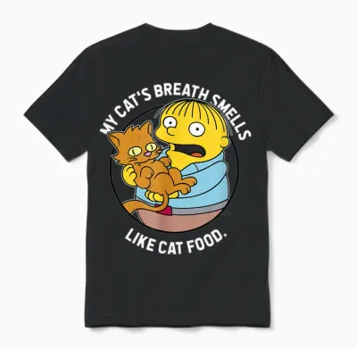 The Simpsons Ralph My Cat's Breath Smells Like Cat Food Unisex T-Shirt - Black
