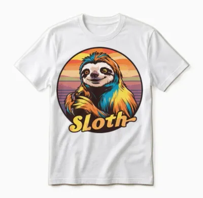 Funny Sloth Retro Vintage Unisex T-Shirt - White