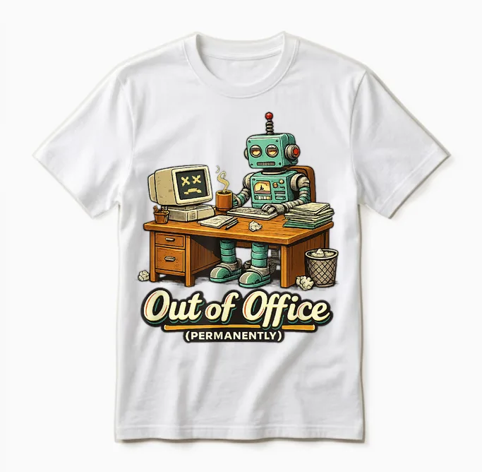 Hors Du Bureau Humour De Travail Robot Ia Drôle Permanent Unisex T-Shirt in White