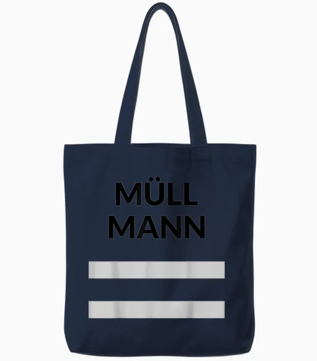 Müllmann Costume Rubbish Driver Trash Collection Fancy Dress Children's Men's T-Shirt, Orange Tote Bags in Navy
