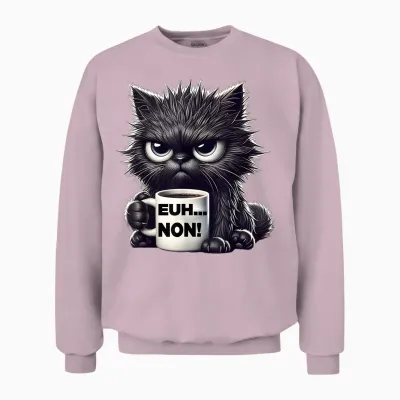 Funny Introvert Black Cat Unisex Sweatshirt - Light Pink