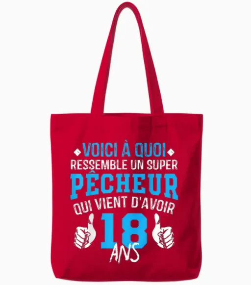 Fisherman Birthday 18 Years - 18th Birthday Joke Tote Bags - Red