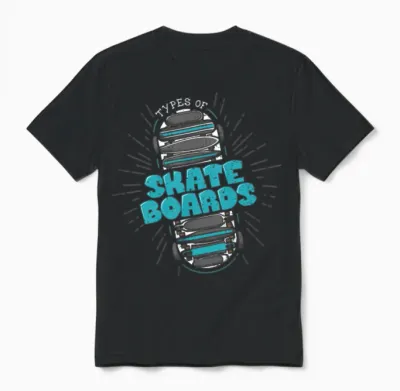 Skateboard Types Longboard Skateboarder Skater Unisex T-Shirt - Black