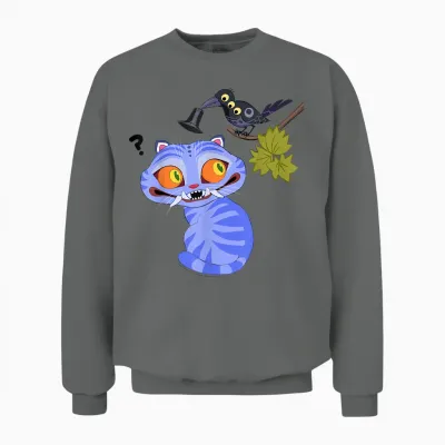 Kpop Demon Hunters Halloween Derpy & Sussy Playing With Unisex Sweatshirt - Graphite Heather
