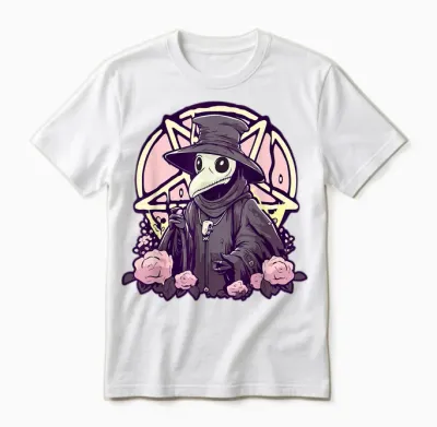Pastel Goth Gruselige Pest Doctor Rosen Und Pentagramm Kawaii Unisex T-Shirt - White