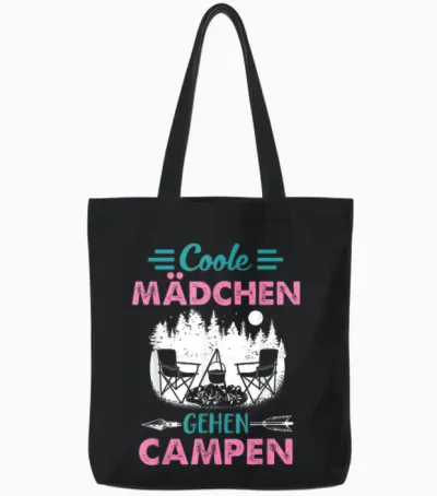 Coole Mädchen Gehen Campen Camper Zelten Camping Tote Bags - Black