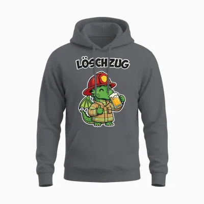 Feuerwehr Drache Mit Bier Löschzug - Lustiges Feuerwehrteam Unisex Hoodie - Charcoal