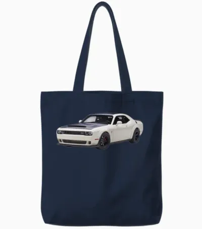 Dodge Challenger Srt Demon Supercharged Hemi Tote Bags - Navy