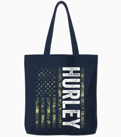 Hurley Ky Vintage Us American Flag Retro for Men Women Tote Bags - Navy