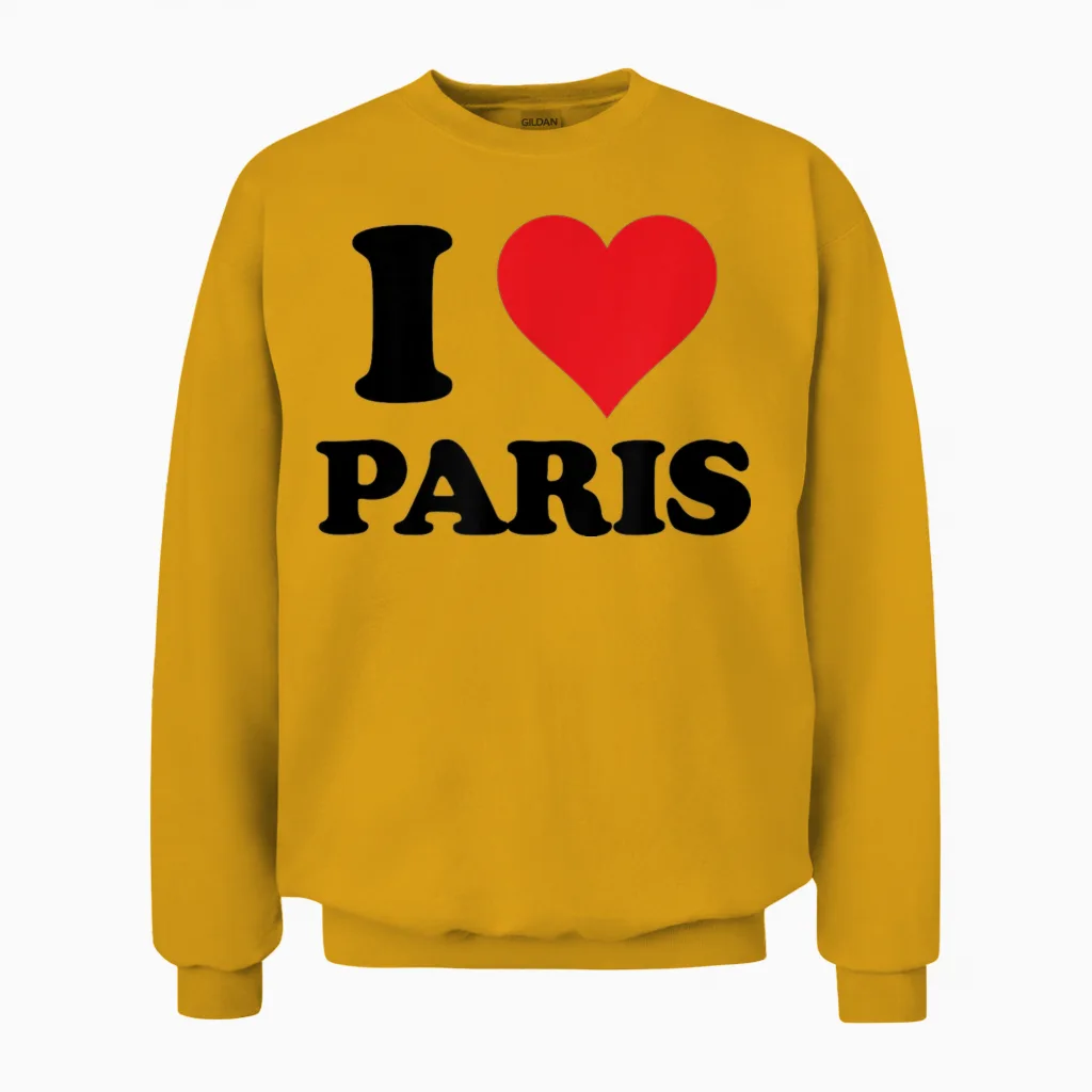 I Heart Paris First Name I Love Custom Stuff Unisex Sweatshirt in Gold