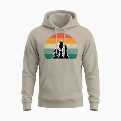 Chess Pieces Retro Unisex Hoodie - Sand