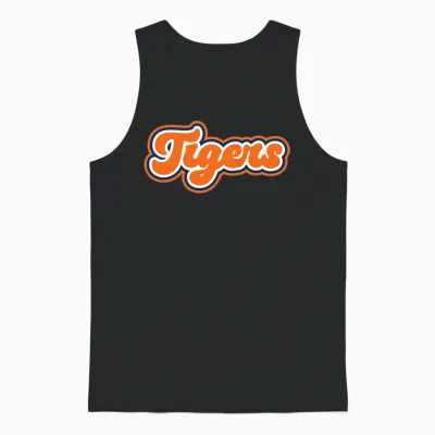 Retro Tigers Script Unisex Tank Top - Black
