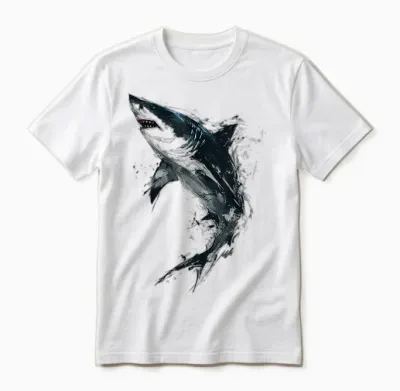 Shark Painting Art Abstract Animal Drawing Graphic Shark T-Shirt, White Unisex T-Shirt - White