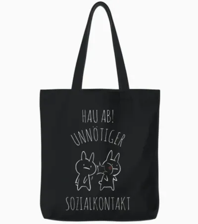 Hau Ab! Unnötiger Sozialkontakt Anime Style Geschenk Tote Bags - Black