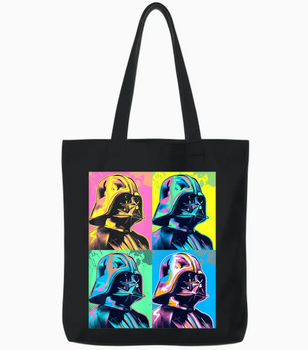 Star Wars Darth Vader Portrait Panel Box Colorful Portrait Panel Tote Bags in Black
