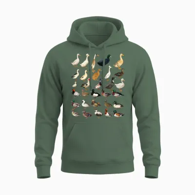 Tableau D'identification Des Espèces Et Races De Canards Manche Longue Unisex Hoodie - Military Green