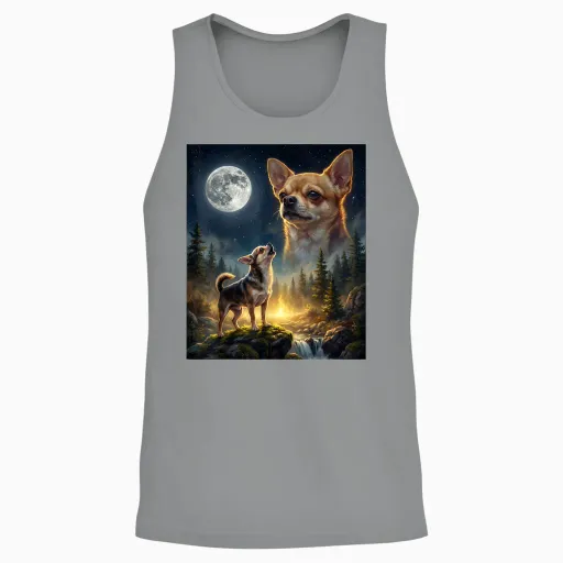 Chihuahua Howling to the Moon Funny Dog Meme Unisex Tank Top - Sport Grey