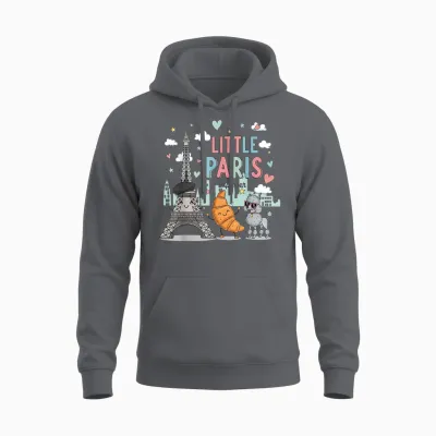 Little Paris Eiffel Tower Travel Souvenir Children's Unisex Hoodie - Charcoal