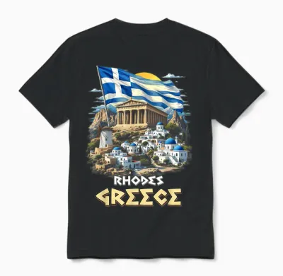 Rhodos Griechenland Flagge Rhodos Souvenir Reise Urlaub Unisex T-Shirt - Black