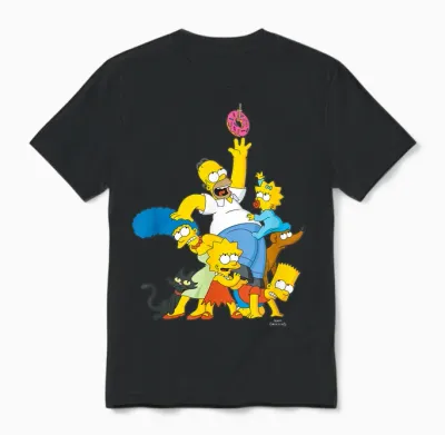 The Simpsons Family Donut Reach T-Shirt Small Unisex T-Shirt - Black