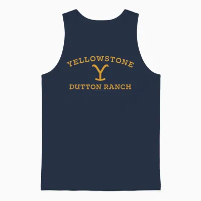 Yellowstone Large Gold Dutton Ranch Logo Unisex Tank Top - Navy