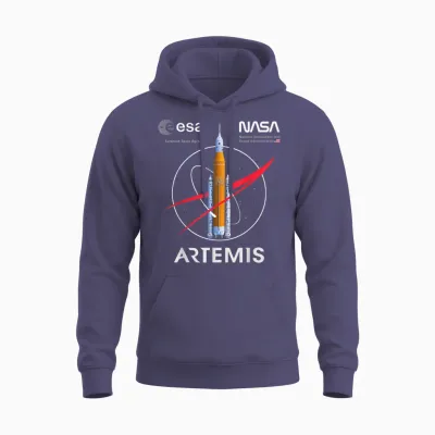 Nasa Artemis Mission Sls Worm and Esa Logo T-Shirt, Black, S Unisex Hoodie - Heather Sport Dark Navy