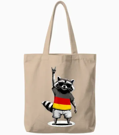 Deutsche Flagge Waschbär Deutschland Tote Bags - Natural