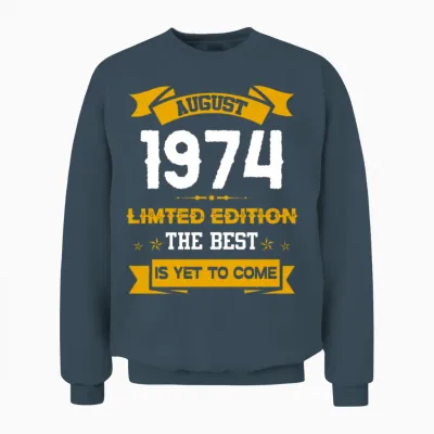 August 1974 Birthday Surprise Unisex Sweatshirt - Dark Heather