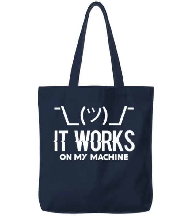It Works on My Machine, Programmer Internet Meme Tote Bags - Navy