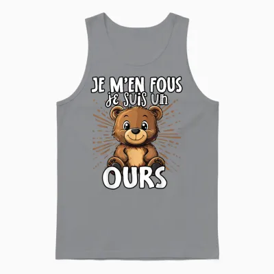 Je M'en Fous Je Suis Un Ours - Sweet Bear T-Shirt, Black, S Unisex Tank Top - Sport Grey