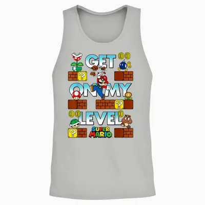 Super Mario Get on My Level Game Play Unisex Tank Top - Ash