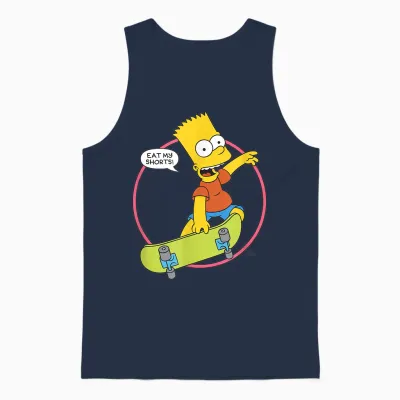 The Simpsons Bart Simpson Eat My Shorts Unisex Tank Top - Navy