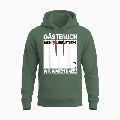 30th Birthday Guest Book 30 Years Funny Birthday Gift T-Shirt, Black, S Unisex Hoodie - Military Green
