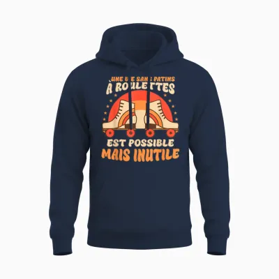 Roller Grafique T-Shirt, Black, S Unisex Hoodie - Navy