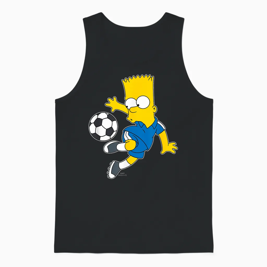 The Simpsons Bart Simpson Soccer Ball Kick Up Unisex Tank Top in Black