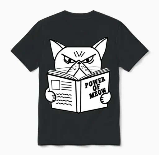 Cat Book, Cat Mom, Power of Meow Unisex T-Shirt in Black