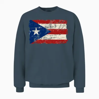 Puerto Rico Flag - Vintage Look Unisex Sweatshirt - Dark Heather