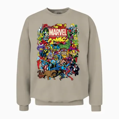 Marvel Comics Retro Classic Avengers Heroes Group Shot Unisex Sweatshirt - Sand