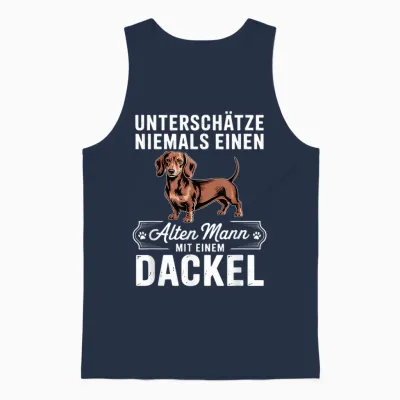 Unterschätze Niemals Einen Alten Mann Mit Einem Dackel Unisex Tank Top - Navy