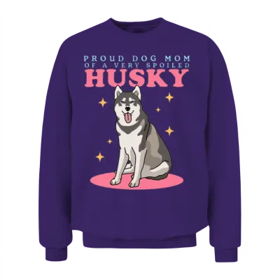 Husky Dogs Dog Mom of a Spoiled Husky Unisex Sweatshirt - Purple