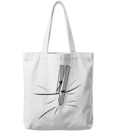 Clothespin, Stuck Gift Idea Tote Bags - White
