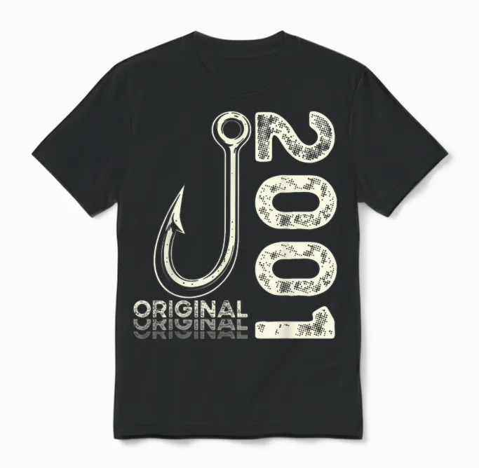 25. Geburtstag Mann Angler Original 2001 Limited Edition Unisex T-Shirt in Black