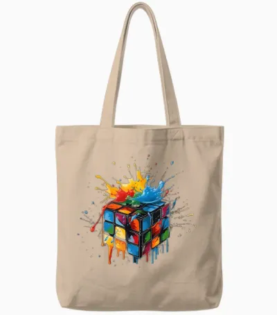 Melting Magic Cube 70s 80s 90s T-Shirt, Black Tote Bags - Natural