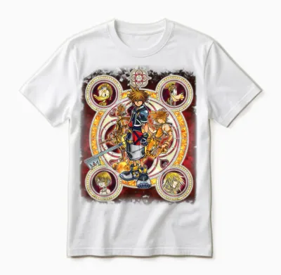 Disney Kingdom Hearts Group Shot Circles Unisex T-Shirt - White