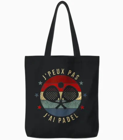 J'peux Pas J'ai Padel | Padel Racquet Padeliste T-Shirt, Black Tote Bags - Black