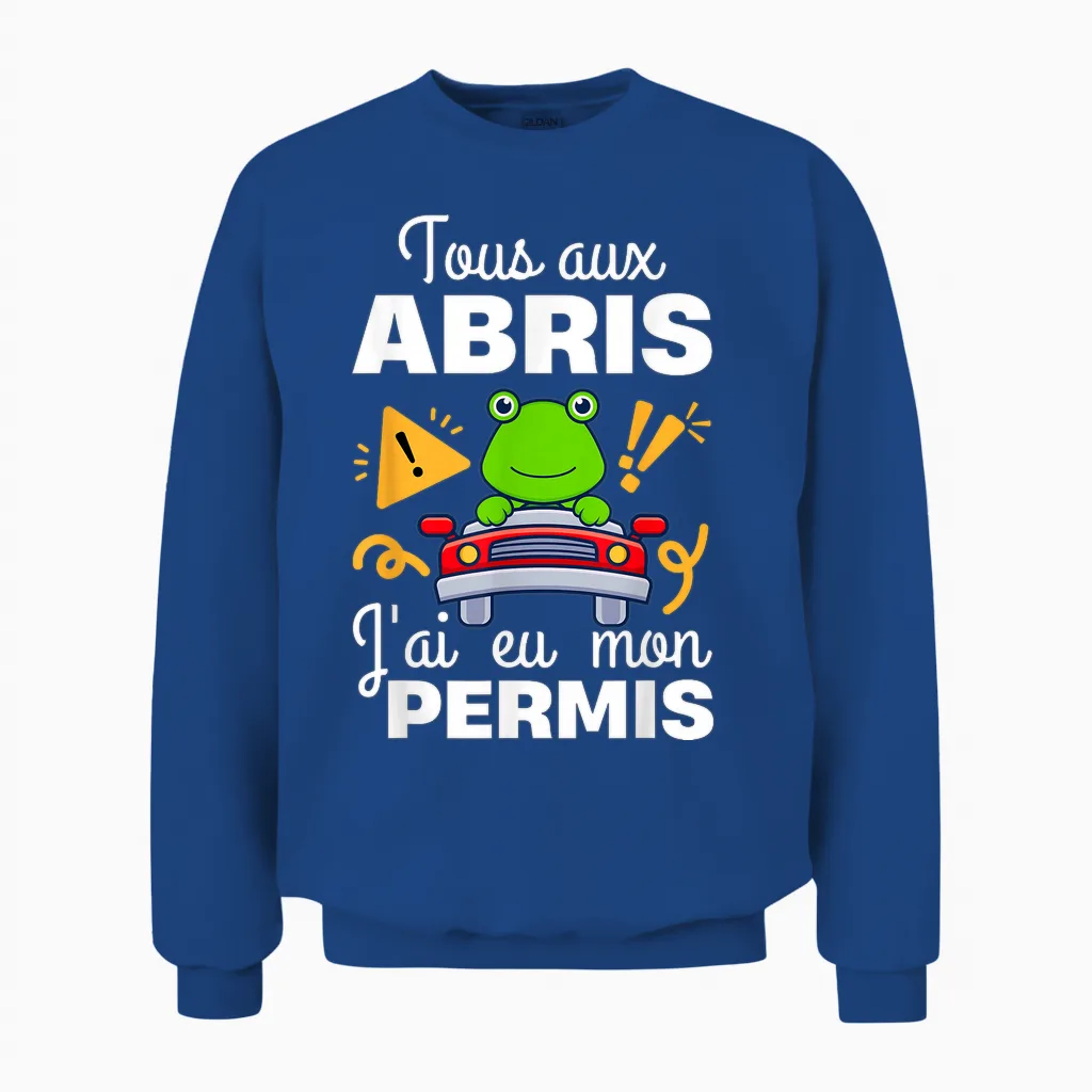 Young Driver Humor Gift Driving License T-Shirt, Black, S Unisex Sweatshirt in Royal